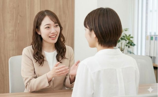 結婚相談所でカウンセラーに相談する女性|ツヴァイ パーソナル結婚診断 - はなまるプロ