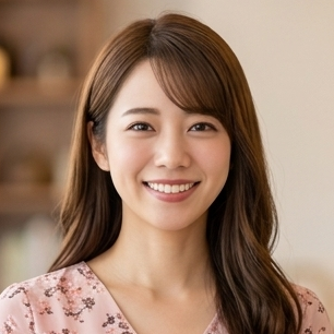顔まわりを明るくナチュラルメイクに整えた女性の顔写真アイコン｜婚活写真 女性版 - はなまるプロ