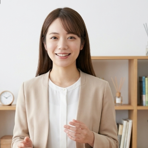 オンラインで婚活の相談に応じる女性カウンセラー。真剣交際で迷ったとき客観的な目線をもらう場面の写真アイコン - はなまるプロ