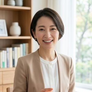 オンラインで婚活の相談に応じる女性カウンセラー。真剣交際で迷ったとき客観的な目線をもらう場面の写真アイコン - はなまるプロ